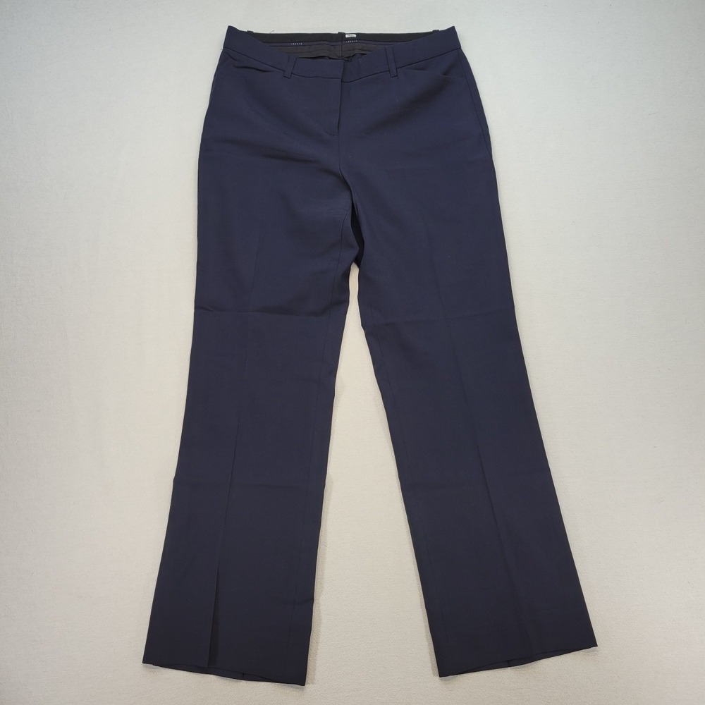 Theory Dress Pants Womens 31 Navy Blue‎ Wool Bootcut Mid Rise Formal